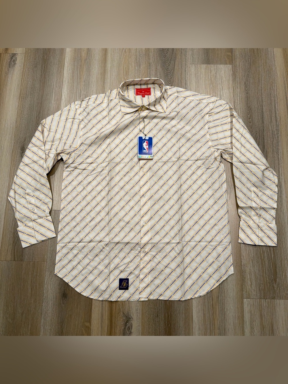 Los Angeles Lakers Button Down Shirt All Over Print NBA Headmaster Mens 2XL NWT